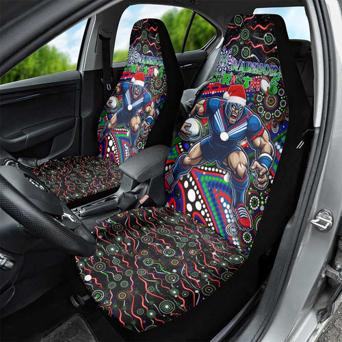 Merry Christmas New Zealand Warriors Car Seat Cover Aboriginal Santa Rugby Mascot