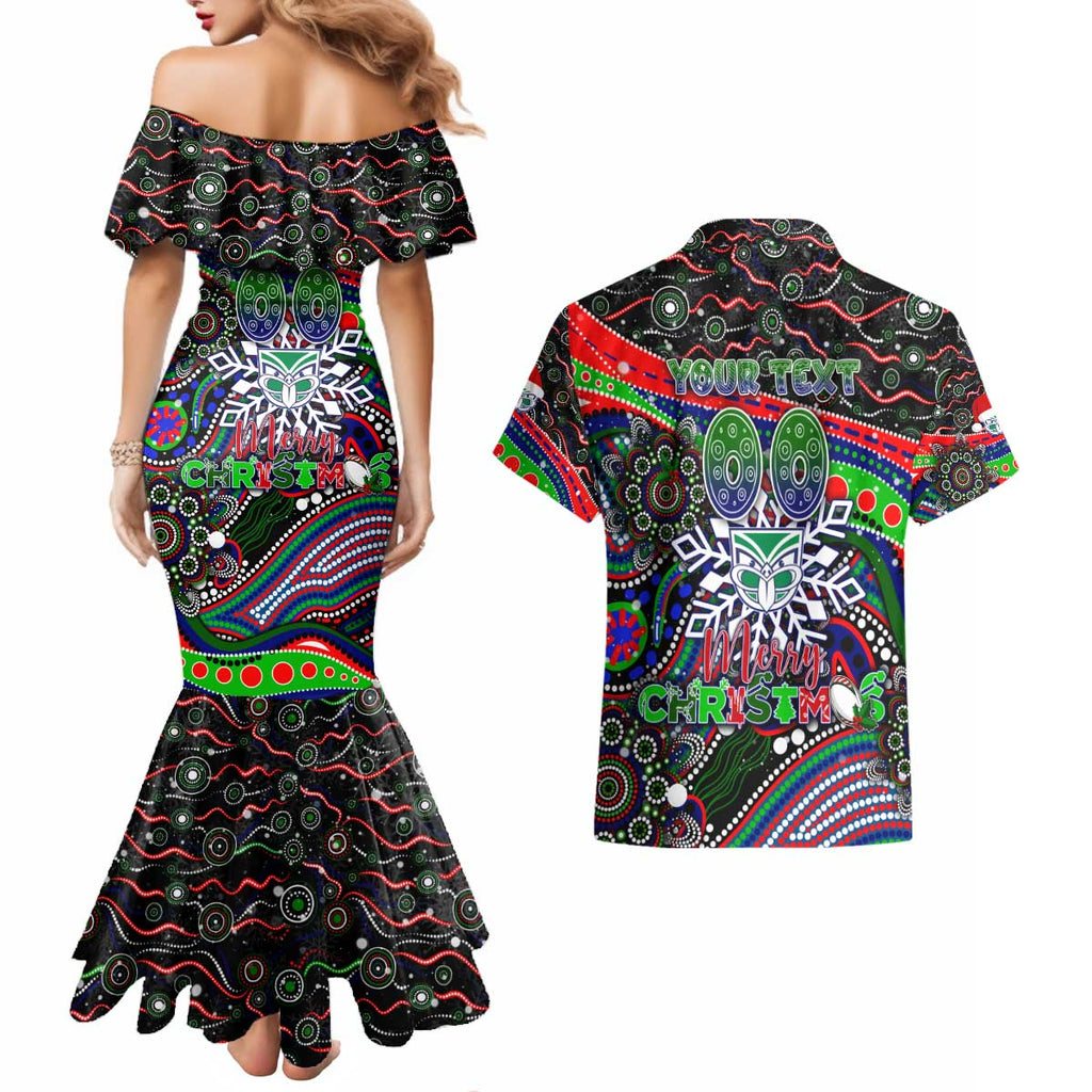 Merry Christmas New Zealand Warriors Couples Matching Mermaid Dress and Hawaiian Shirt Aboriginal Santa Rugby Mascot