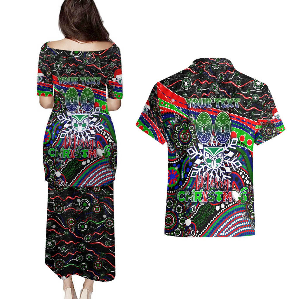 Merry Christmas New Zealand Warriors Couples Matching Puletasi and Hawaiian Shirt Aboriginal Santa Rugby Mascot