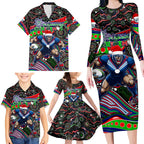 Merry Christmas New Zealand Warriors Family Matching Long Sleeve Bodycon Dress and Hawaiian Shirt Aboriginal Santa Rugby Mascot