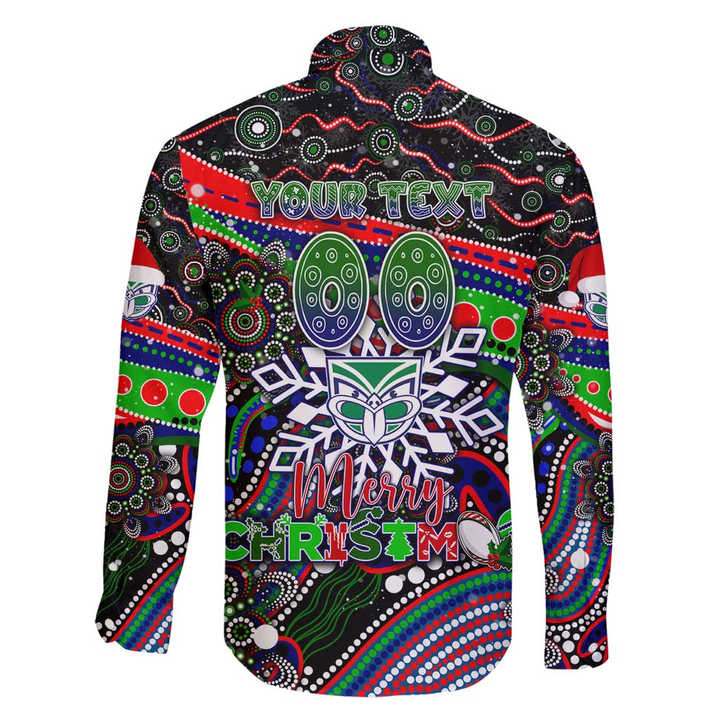 Merry Christmas New Zealand Warriors Family Matching Long Sleeve Bodycon Dress and Hawaiian Shirt Aboriginal Santa Rugby Mascot