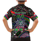 Merry Christmas New Zealand Warriors Family Matching Mermaid Dress and Hawaiian Shirt Aboriginal Santa Rugby Mascot