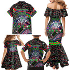 Merry Christmas New Zealand Warriors Family Matching Mermaid Dress and Hawaiian Shirt Aboriginal Santa Rugby Mascot