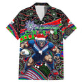Merry Christmas New Zealand Warriors Family Matching Mermaid Dress and Hawaiian Shirt Aboriginal Santa Rugby Mascot