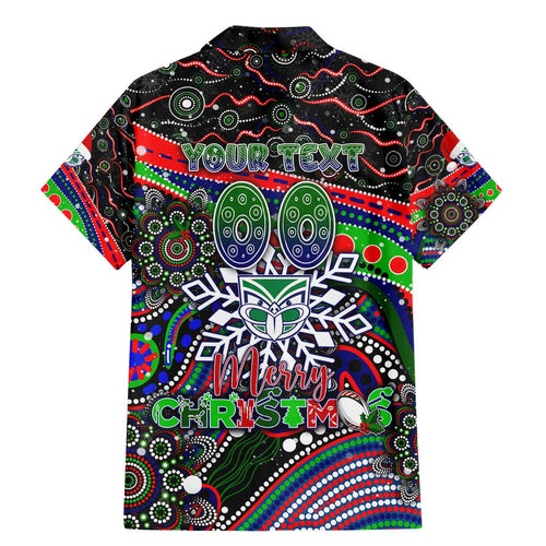 Merry Christmas New Zealand Warriors Family Matching Mermaid Dress and Hawaiian Shirt Aboriginal Santa Rugby Mascot