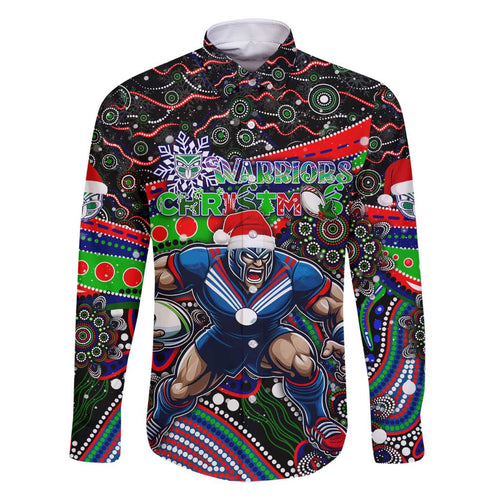 Merry Christmas New Zealand Warriors Family Matching Mermaid Dress and Hawaiian Shirt Aboriginal Santa Rugby Mascot