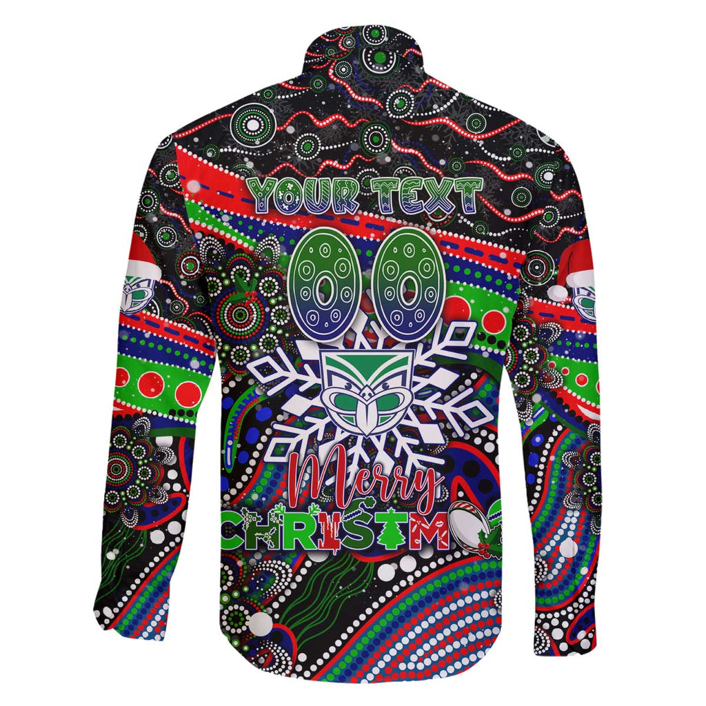 Merry Christmas New Zealand Warriors Family Matching Off The Shoulder Long Sleeve Dress and Hawaiian Shirt Aboriginal Santa Rugby Mascot