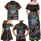 Merry Christmas New Zealand Warriors Family Matching Off Shoulder Maxi Dress and Hawaiian Shirt Aboriginal Santa Rugby Mascot