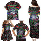 Merry Christmas New Zealand Warriors Family Matching Puletasi and Hawaiian Shirt Aboriginal Santa Rugby Mascot