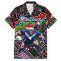 Merry Christmas New Zealand Warriors Family Matching Puletasi and Hawaiian Shirt Aboriginal Santa Rugby Mascot