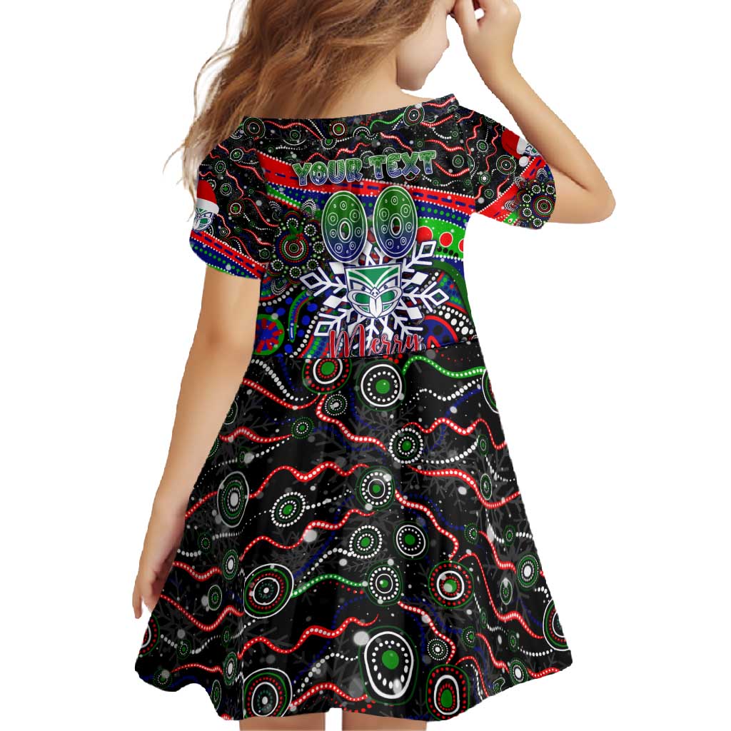 Merry Christmas New Zealand Warriors Family Matching Short Sleeve Bodycon Dress and Hawaiian Shirt Aboriginal Santa Rugby Mascot