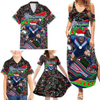 Merry Christmas New Zealand Warriors Family Matching Summer Maxi Dress and Hawaiian Shirt Aboriginal Santa Rugby Mascot