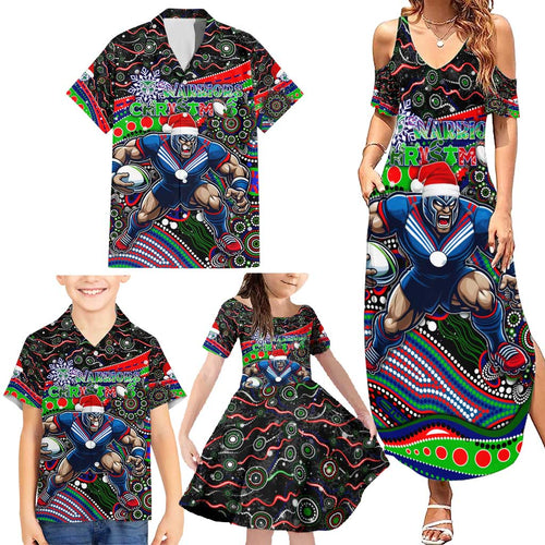 Merry Christmas New Zealand Warriors Family Matching Summer Maxi Dress and Hawaiian Shirt Aboriginal Santa Rugby Mascot