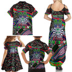 Merry Christmas New Zealand Warriors Family Matching Summer Maxi Dress and Hawaiian Shirt Aboriginal Santa Rugby Mascot
