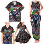 Merry Christmas New Zealand Warriors Family Matching Tank Maxi Dress and Hawaiian Shirt Aboriginal Santa Rugby Mascot