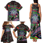 Merry Christmas New Zealand Warriors Family Matching Tank Maxi Dress and Hawaiian Shirt Aboriginal Santa Rugby Mascot