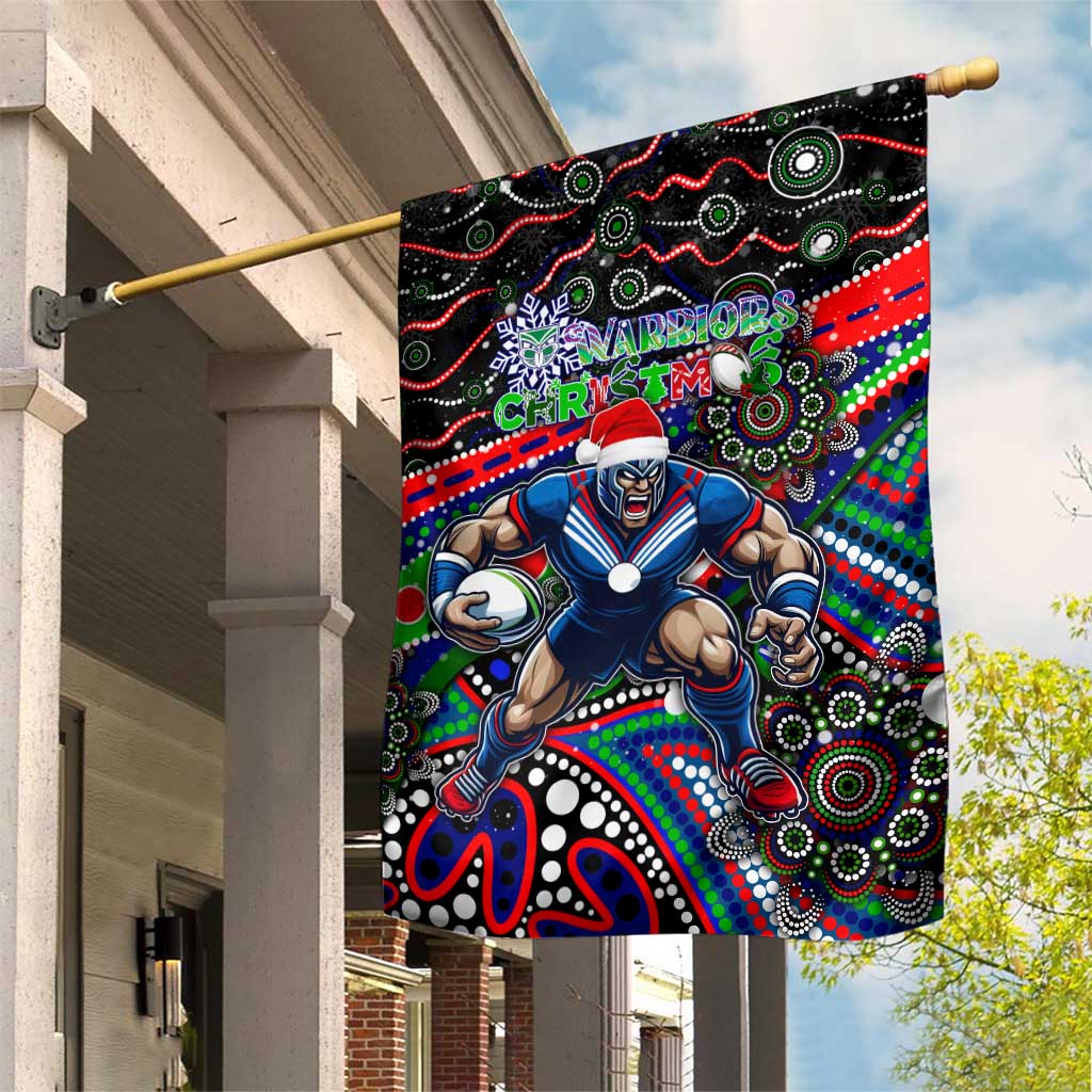 Merry Christmas New Zealand Warriors Garden Flag Aboriginal Santa Rugby Mascot
