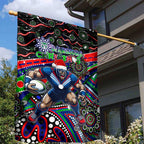 Merry Christmas New Zealand Warriors Garden Flag Aboriginal Santa Rugby Mascot