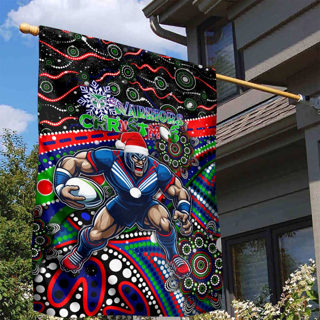 Merry Christmas New Zealand Warriors Garden Flag Aboriginal Santa Rugby Mascot