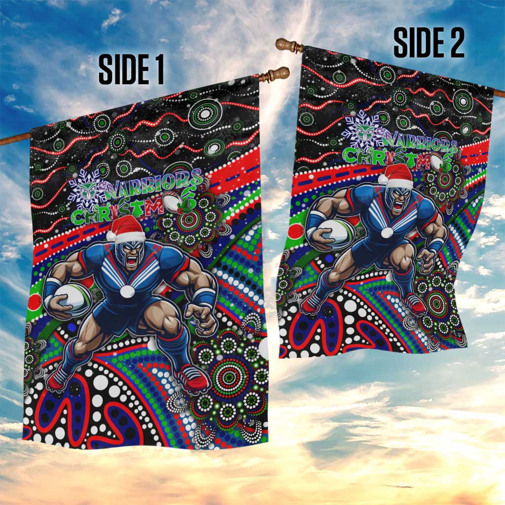Merry Christmas New Zealand Warriors Garden Flag Aboriginal Santa Rugby Mascot