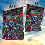 Merry Christmas New Zealand Warriors Garden Flag Aboriginal Santa Rugby Mascot