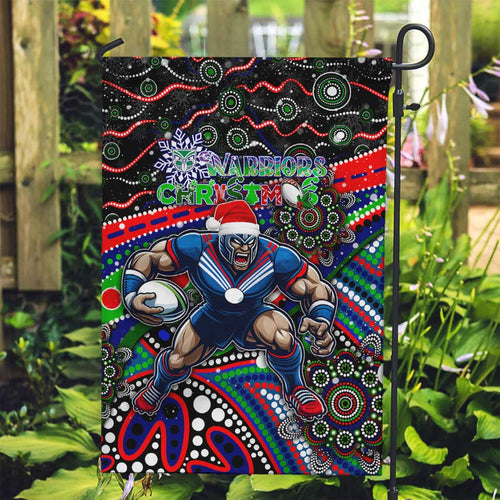 Merry Christmas New Zealand Warriors Garden Flag Aboriginal Santa Rugby Mascot
