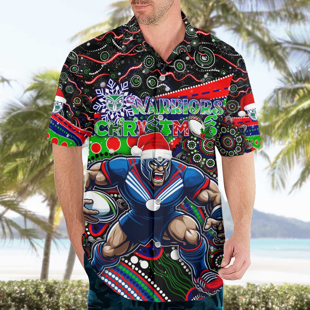 Merry Christmas New Zealand Warriors Hawaiian Shirt Aboriginal Santa Rugby Mascot