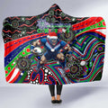 Merry Christmas New Zealand Warriors Hooded Blanket Aboriginal Santa Rugby Mascot