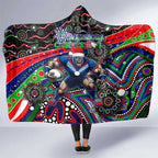 Merry Christmas New Zealand Warriors Hooded Blanket Aboriginal Santa Rugby Mascot