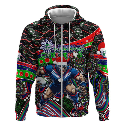 Merry Christmas New Zealand Warriors Hoodie Aboriginal Santa Rugby Mascot