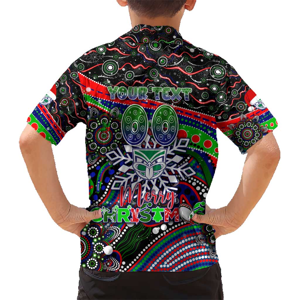 Merry Christmas New Zealand Warriors Kid Hawaiian Shirt Aboriginal Santa Rugby Mascot