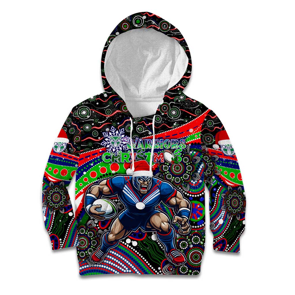 Merry Christmas New Zealand Warriors Kid Hoodie Aboriginal Santa Rugby Mascot