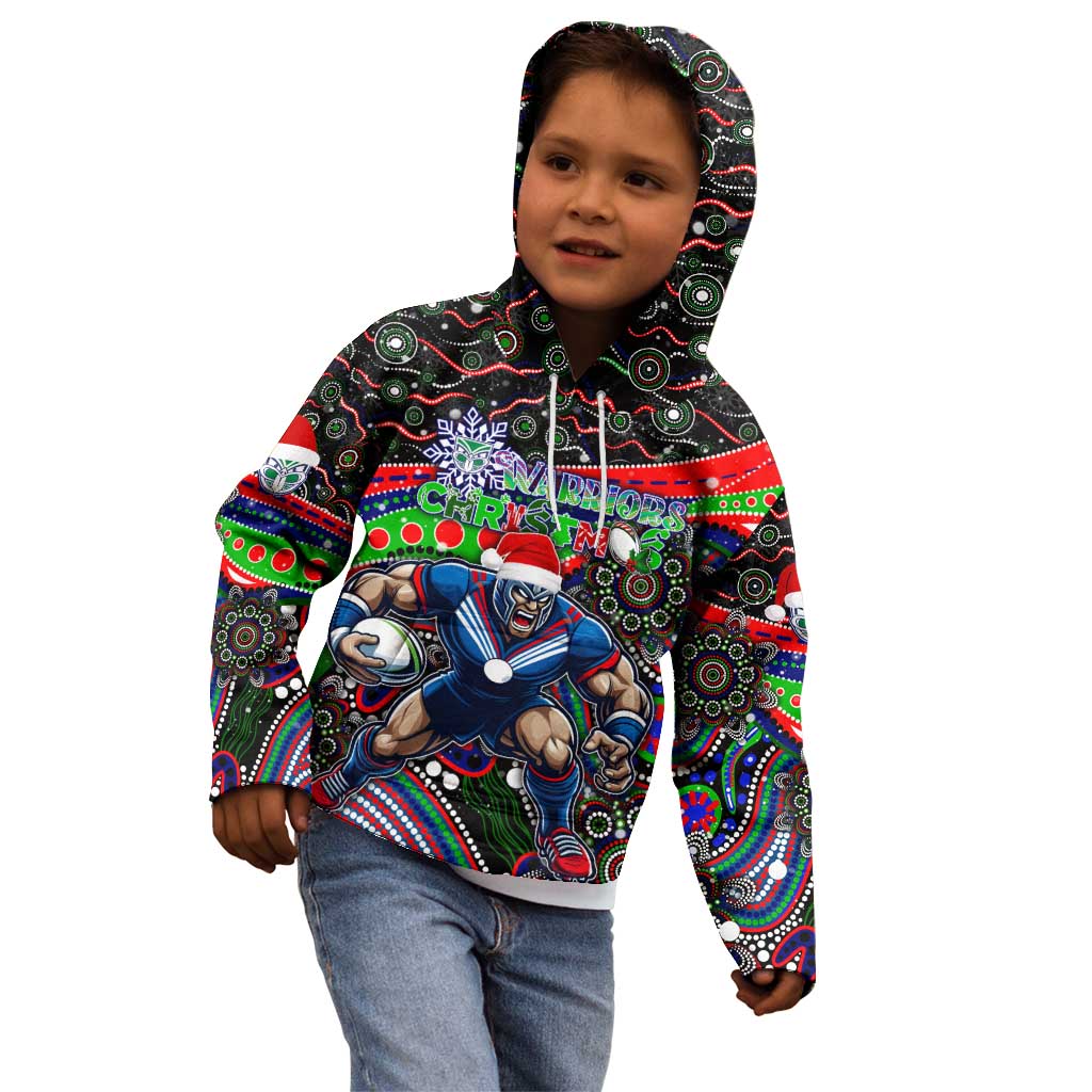 Merry Christmas New Zealand Warriors Kid Hoodie Aboriginal Santa Rugby Mascot