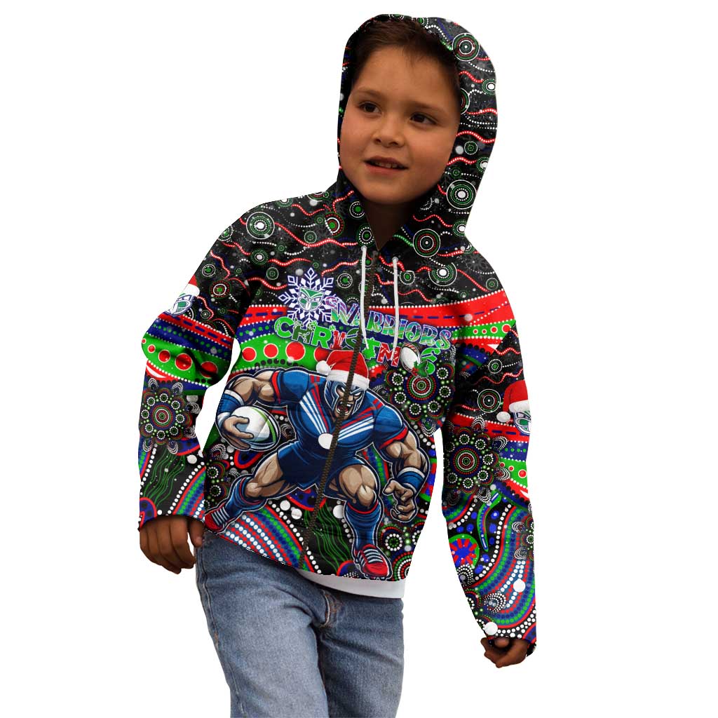 Merry Christmas New Zealand Warriors Kid Hoodie Aboriginal Santa Rugby Mascot