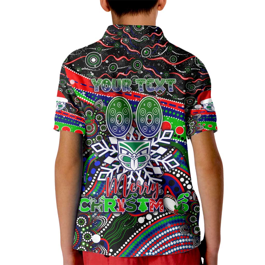 Merry Christmas New Zealand Warriors Kid Polo Shirt Aboriginal Santa Rugby Mascot