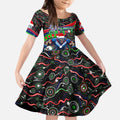 Merry Christmas New Zealand Warriors Kid Short Sleeve Dress Aboriginal Santa Rugby Mascot