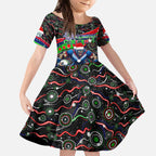Merry Christmas New Zealand Warriors Kid Short Sleeve Dress Aboriginal Santa Rugby Mascot