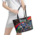 Merry Christmas New Zealand Warriors Leather Tote Bag Aboriginal Santa Rugby Mascot