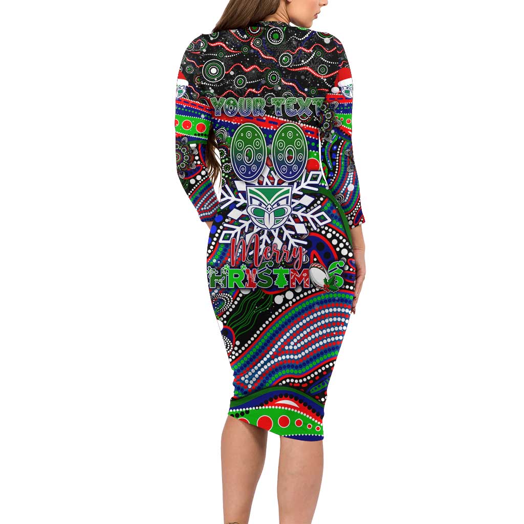 Merry Christmas New Zealand Warriors Long Sleeve Bodycon Dress Aboriginal Santa Rugby Mascot