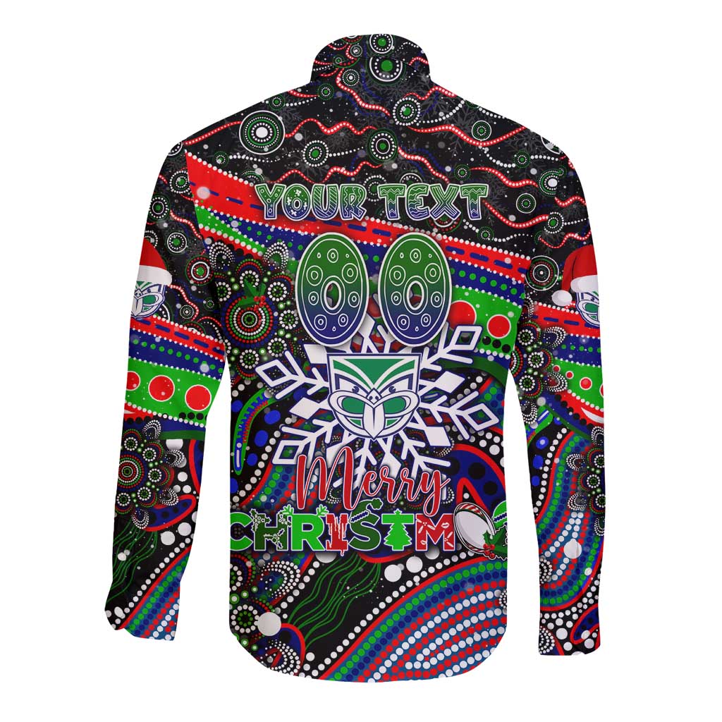Merry Christmas New Zealand Warriors Long Sleeve Button Shirt Aboriginal Santa Rugby Mascot
