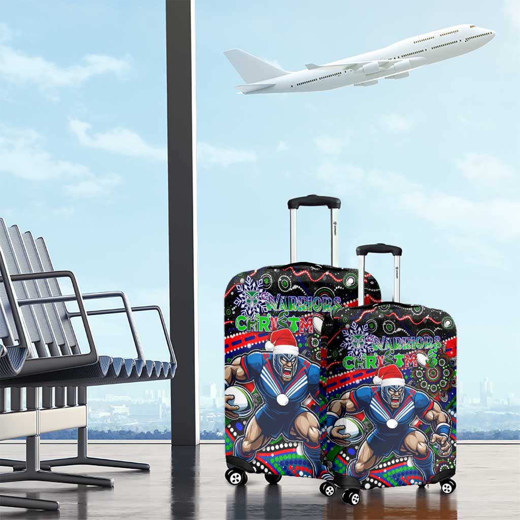 Merry Christmas New Zealand Warriors Luggage Cover Aboriginal Santa Rugby Mascot