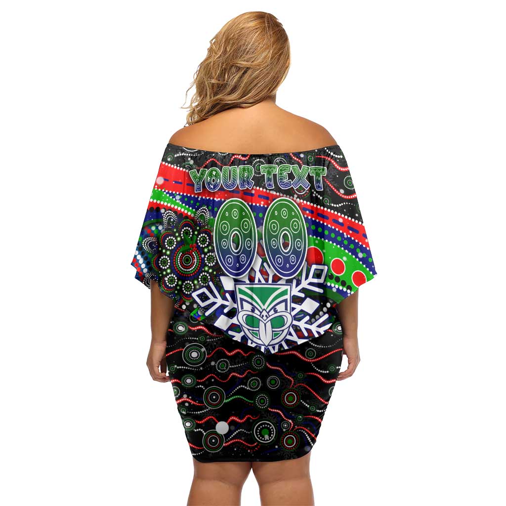 Merry Christmas New Zealand Warriors Off Shoulder Short Dress Aboriginal Santa Rugby Mascot