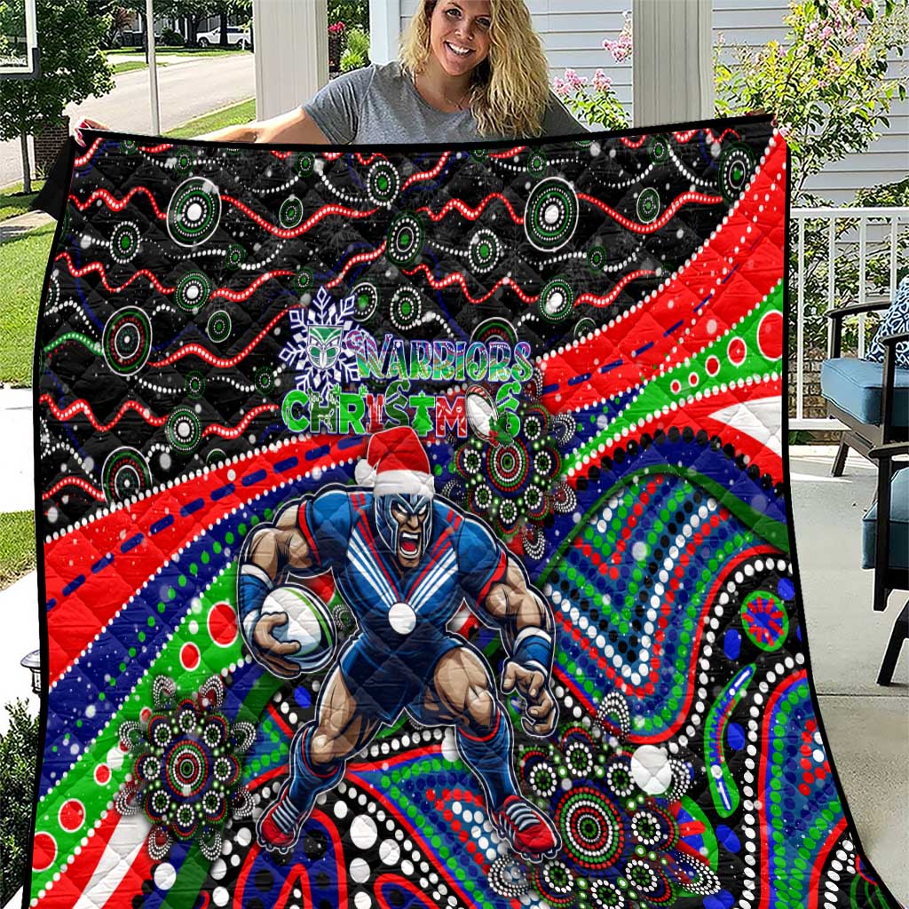 Merry Christmas New Zealand Warriors Quilt Aboriginal Santa Rugby Mascot