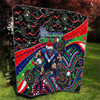 Merry Christmas New Zealand Warriors Quilt Aboriginal Santa Rugby Mascot