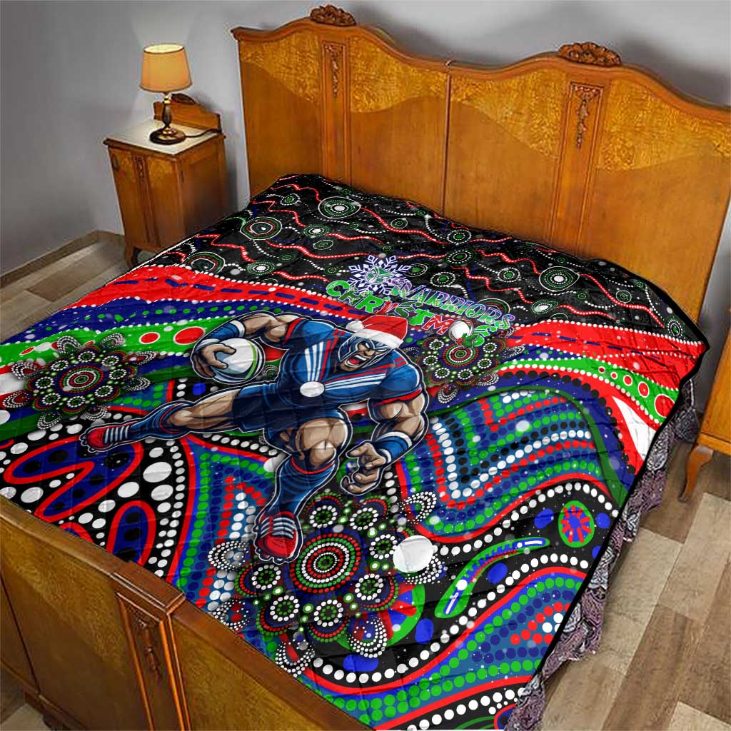 Merry Christmas New Zealand Warriors Quilt Aboriginal Santa Rugby Mascot