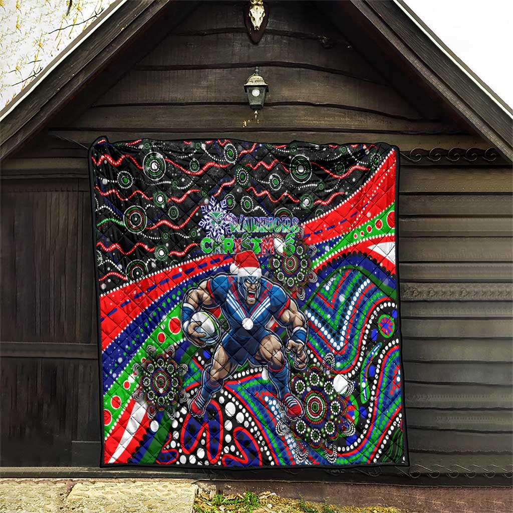 Merry Christmas New Zealand Warriors Quilt Aboriginal Santa Rugby Mascot