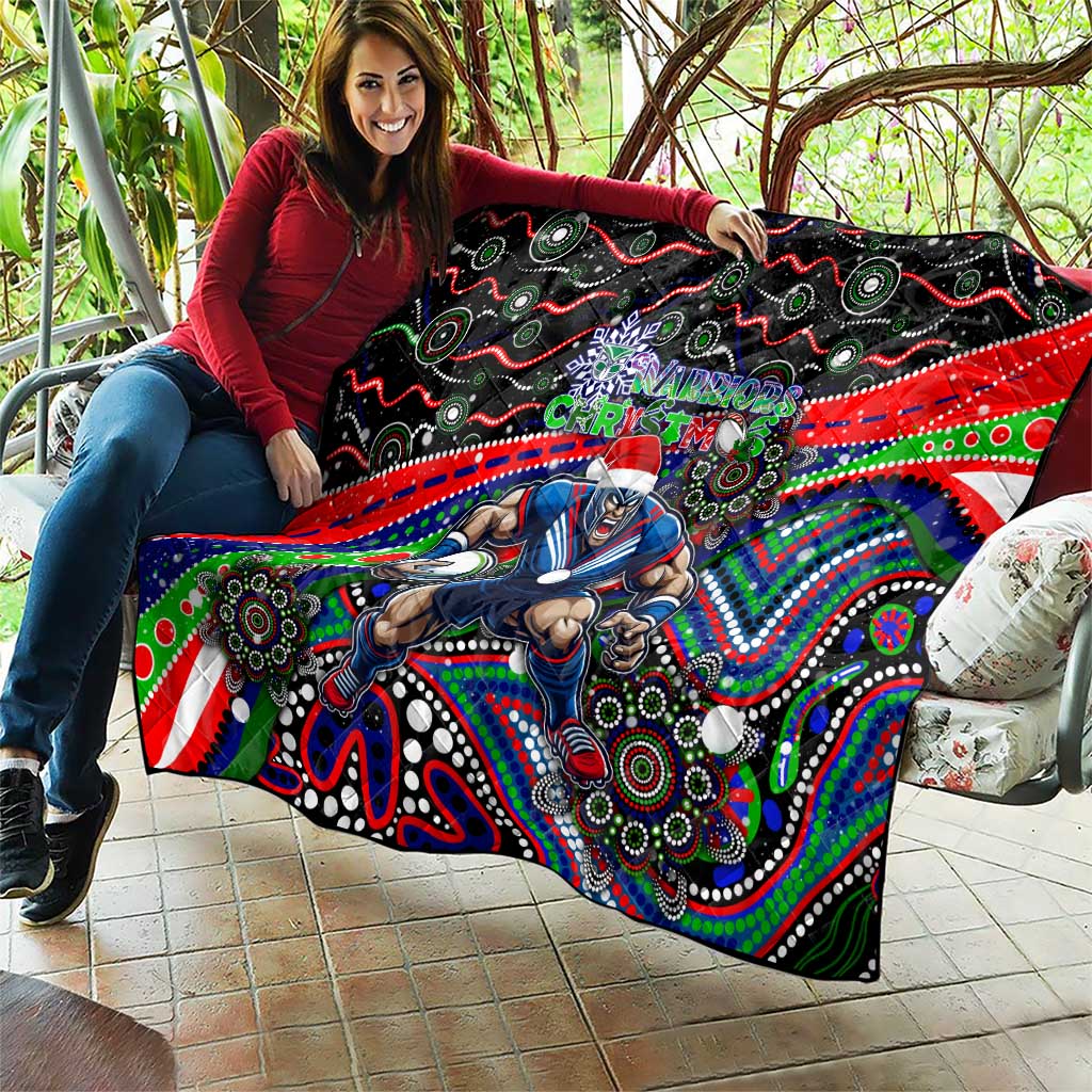 Merry Christmas New Zealand Warriors Quilt Aboriginal Santa Rugby Mascot