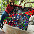 Merry Christmas New Zealand Warriors Quilt Aboriginal Santa Rugby Mascot