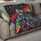 Merry Christmas New Zealand Warriors Quilt Aboriginal Santa Rugby Mascot