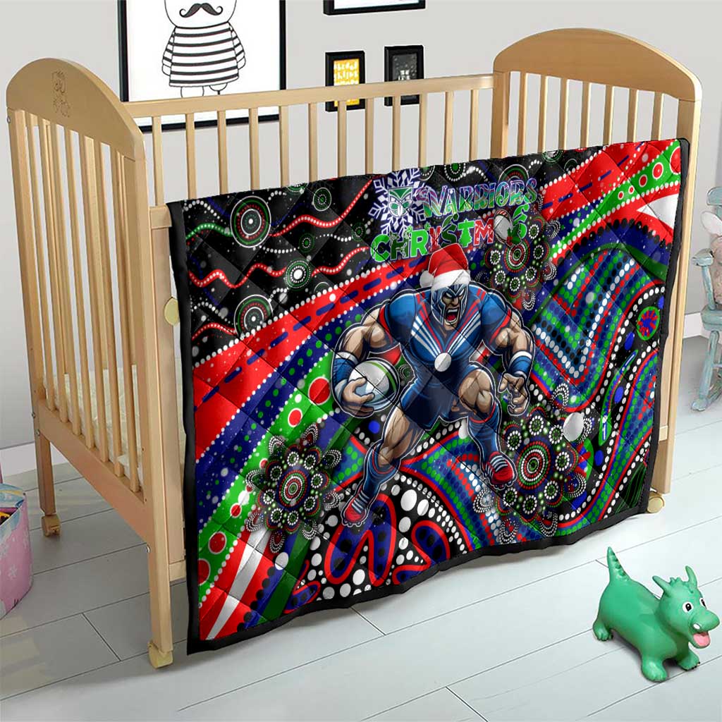 Merry Christmas New Zealand Warriors Quilt Aboriginal Santa Rugby Mascot